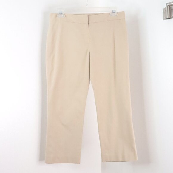 Theory Women's 2 Bergdorf Goodman Beige Tan Straight Leg Capri Chino Pants - Picture 1 of 9